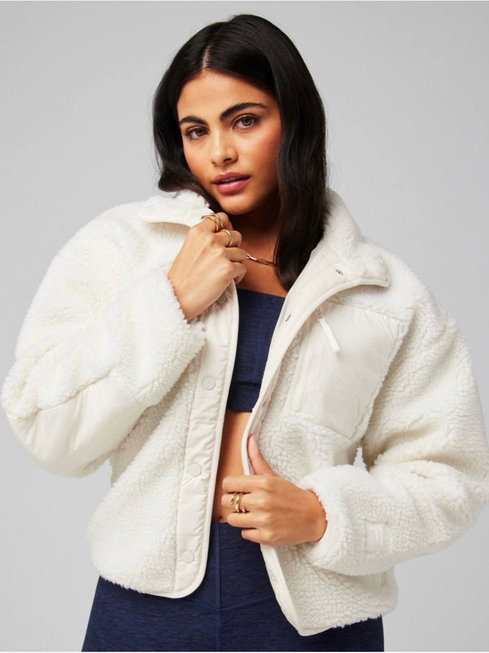 Fabletics Cream Tahoe Teddy Jacket